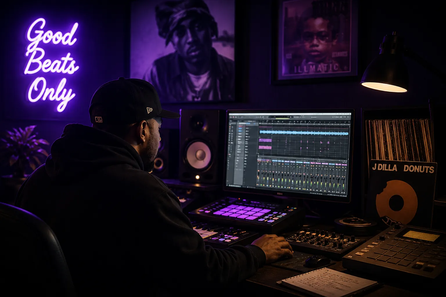 Producer working in the studio